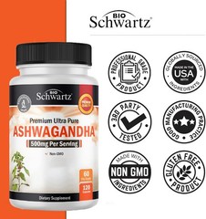 BioSchwartz Ashwagandha Supplements – Extra Strength 120 Count (Pack of 1)