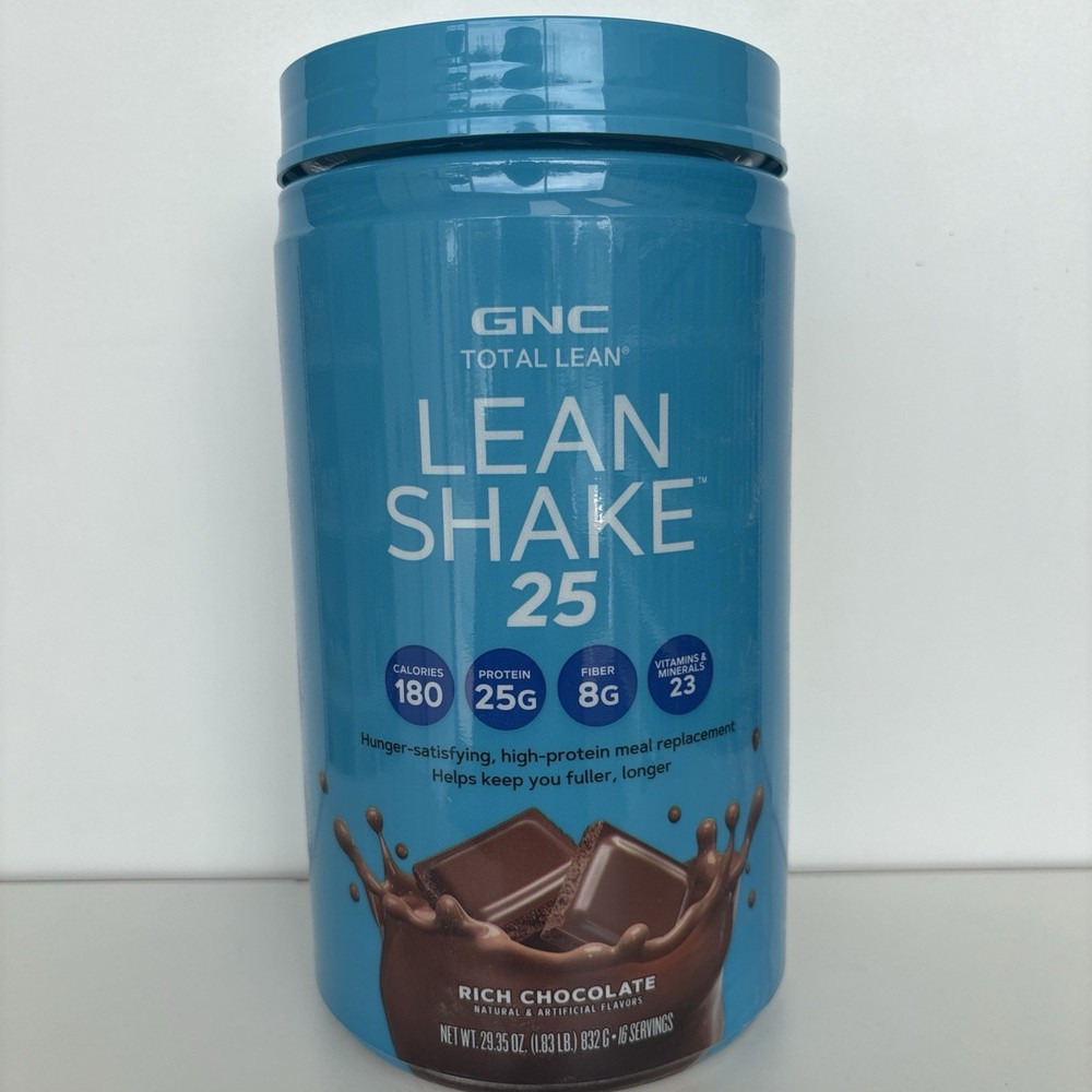 GNC Lean Shake 25 Rich Chocolate Powder 1.83 lb Meal Replacement Exp 6/2027