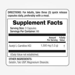 Lab – l carnitine – 1500 mg per Serving, 200 Capsules, 200 Count (Pack of 1)
