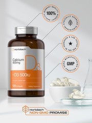 Horbäach Calcium Supplement with Vitamin D3 | 600 mg | 120 Count (Pack of 1)