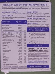 Vitabiotics Menopace Night Tablets 30 Caps Exp 10/2027 Damaged Box