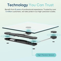 Digital Bathroom Scale Large Blue LCD Backlight Tempered Glass 400lb