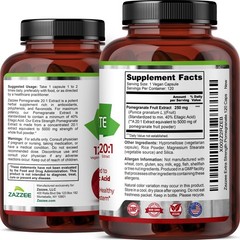 Extra Strength Pomegranate 20:1 Extract 40% Ellagic Acid, 500 mg, 120 Vegan Caps