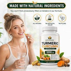 120Capsules Turmeric Curcumin 5000mg Herbal Extract with BioPerine by Lotnafee