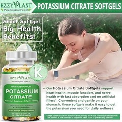 Potassium Supplement Softgels, High Absorption Potassium Citrate 1000Mg for Musc