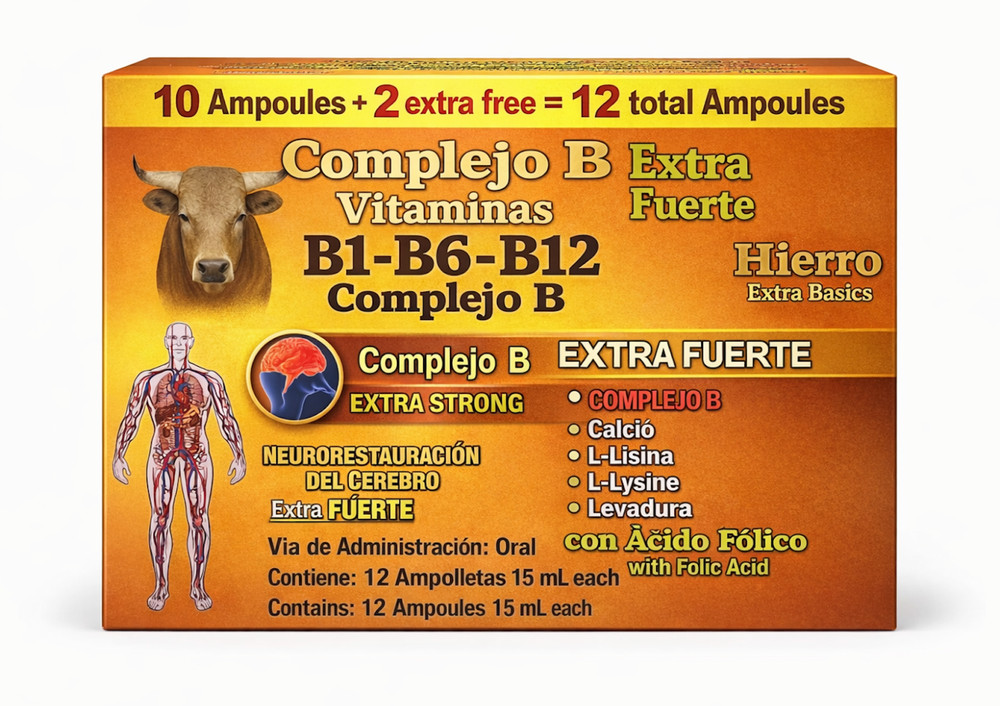 3en1 B Complex, Complejo B 1000 Shot | Multi-Vitamins,Calcium, L-Lysine