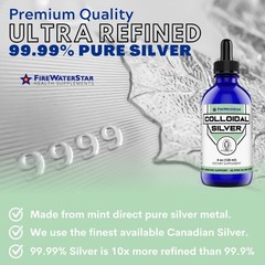 FWS Colloidal Silver, Liquid Silver Drops, 99.99% Pure Silver, 4 oz Glass Bot…