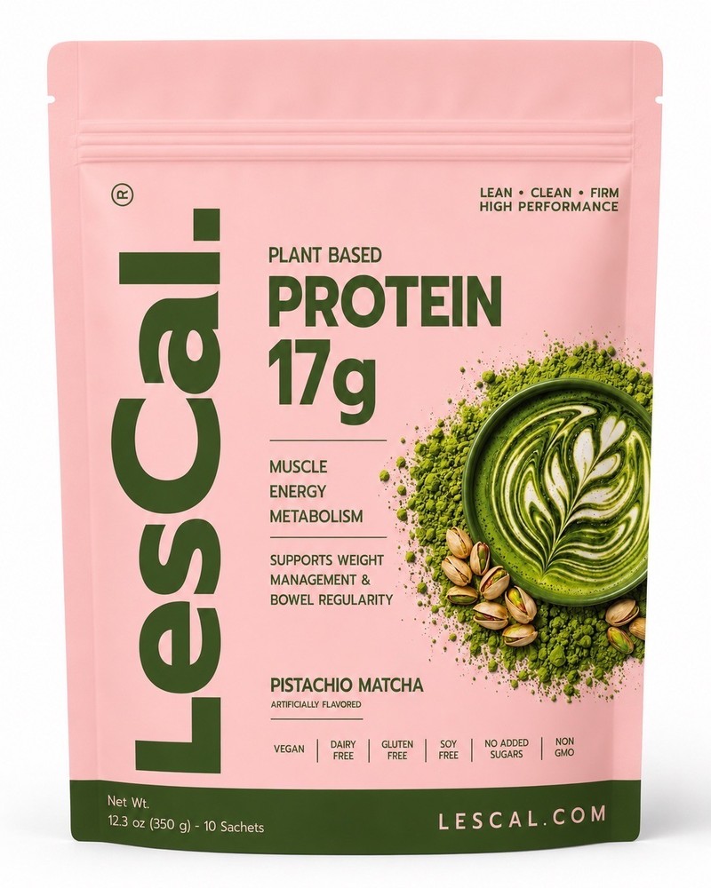 LES CAL Plant Based Protein Powder Pistachio Matcha 10 Sachets No Added Sugar