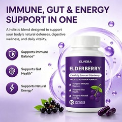 Advanced Elvera Elderberry Gut Support Complex – Organic Black Elderberry Soft C