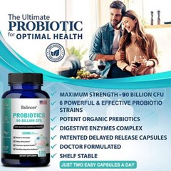 Probiotics 90 Billion CFU Potency for Healthy Digestive Immune Health，120 Caps