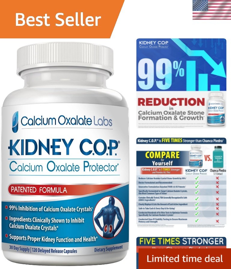 Calcium Oxalate Protector 120 Capsules, Patented Kidney Support for Calcium O…