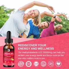Vitamin B Complex Vegan Liquid Drops B9, B12 & Vitamin D3 for Men and Women