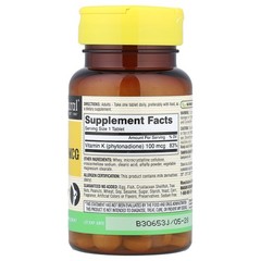 Vitamin K, 100 mcg, 100 Tablets