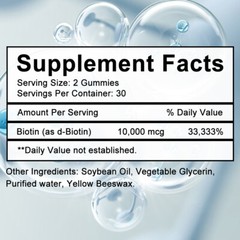 Biotin Supplement, 10000mcg, Rapid Release Gummies EXP. 09/26