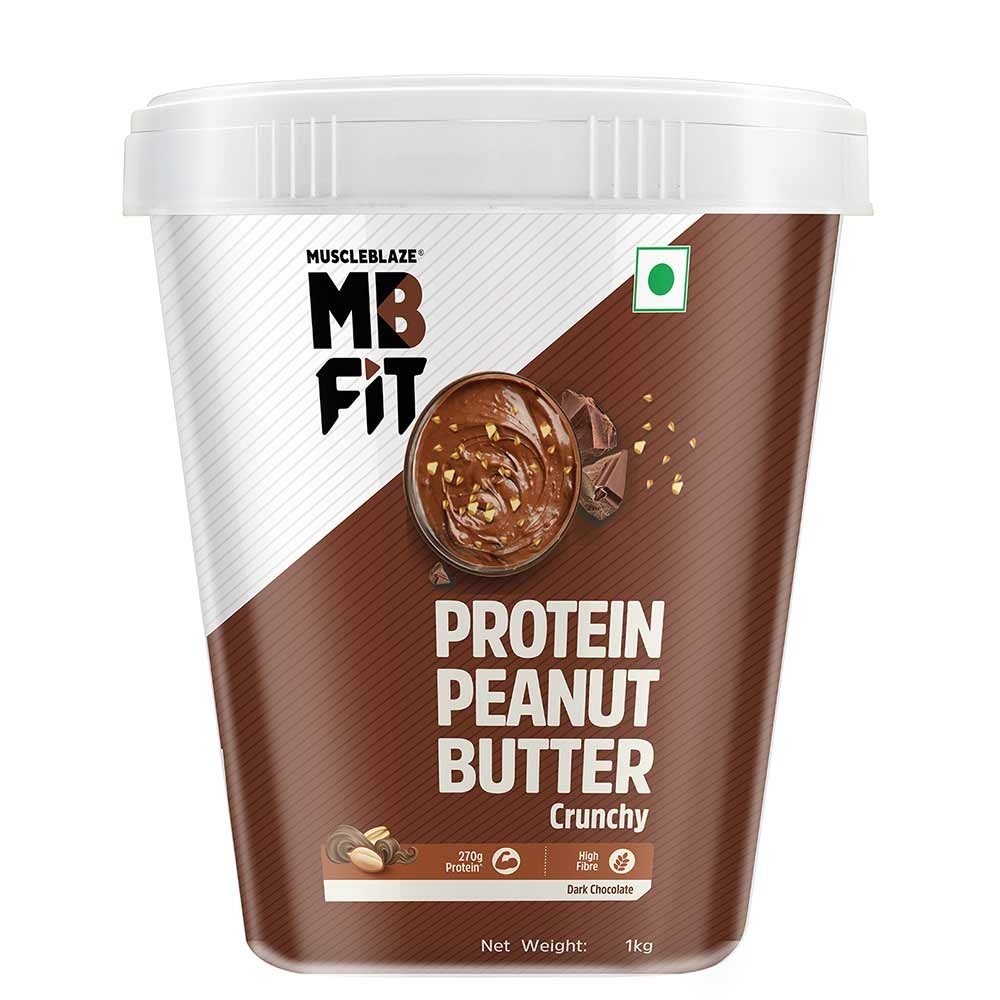 MuscleBlaze High Protein Peanut Butter, 1 kg, Dark Chocolate Crunchy