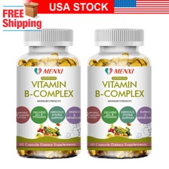 Vitamin B Complex Capsules B1,B2,B3,B5,B6,B7,B9,B12, Immune Support 120 Pills