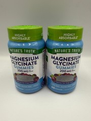 (2 Pack) Natures Truth Magnesium Glycinate Gummies 200mg 60ct Ea Exp:7-2027+ M30