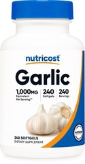 Nutricost Garlic 1000mg, 240 Softgels – Premium, High Potency, Gluten Free