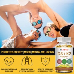 240 Vitamin D3+K2(MK-7)Capsules 250mcg For Immune&Bone Health 10,000IU 2 Bottles