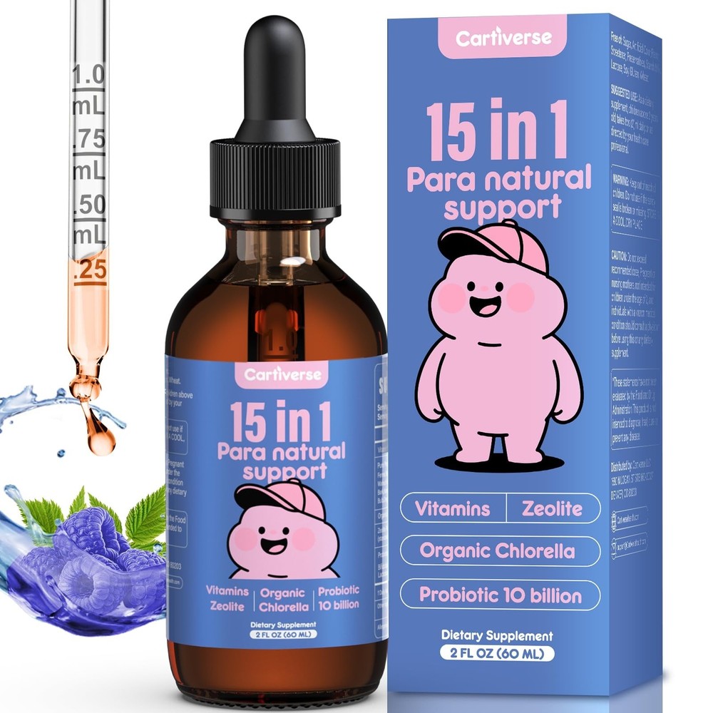 Natural Parasite Cleanse for Kids & Adults, Zeolite Detox Drops, Candida Support
