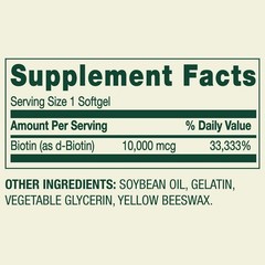 Spring Valley Biotin Softgels 10000 mcg Hair Skin Nails 120 Count