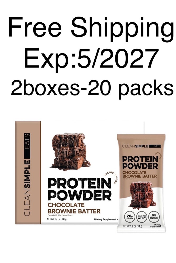 2 Boxes Clean Simple Eats Protein Powder Brownie Batter 20 Stick Pack FreeShip