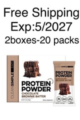 2 Boxes Clean Simple Eats Protein Powder Brownie Batter 20 Stick Pack FreeShip