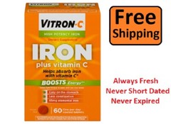 Vitron-C High Potency Iron Supplement with Vitamin C, 60 Count