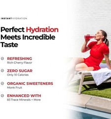 Instant Hydration Sugar Free Electrolytes Powder Packets Cherry Limeade 20 Pack