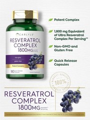 Resveratrol Supplement 1800mg | 180 Capsules | Non-GMO, Gluten Free | by Carlyle