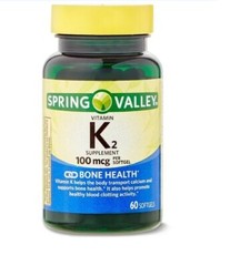 Spring Valley Vitamin K2 Supplement Soft Gel Capsules 100 Mcg 60 Count