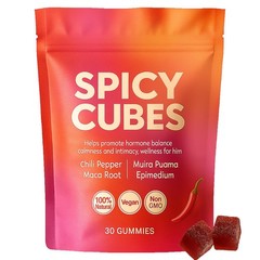 Hot Peach Cubes, Gummies features Maca Root, Vegan Candy Chili 30 Count
