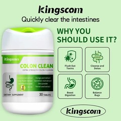 Kingscom Colon Clean Extra Strength Herbal Supplement 30 Tablets Licorice Lilac