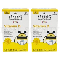 Zarbee’s Vitamin D Drops for Infants, 400IU (10mcg) 0.47oz Lot of 2