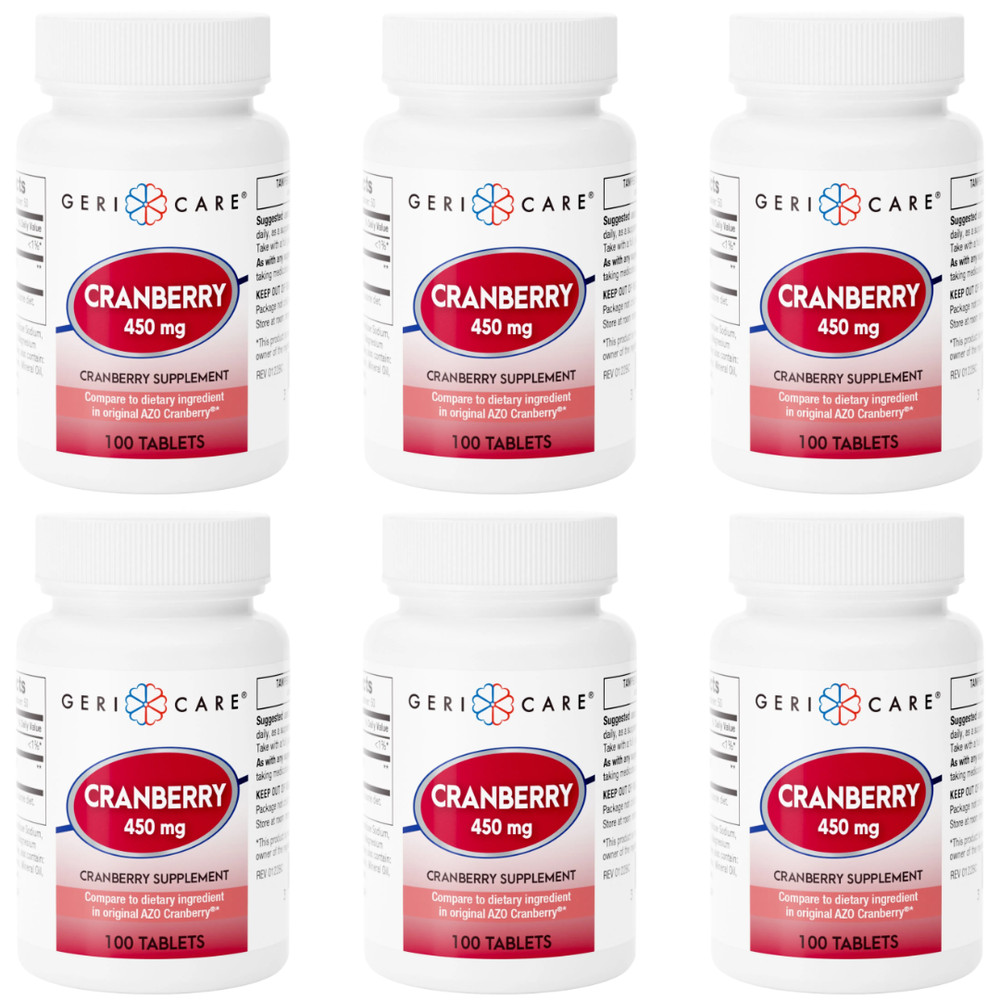 Geri-Care Cranberry 450 mg – 100 Tablets | Azo Cranberry (6 Pack) – 6-2027