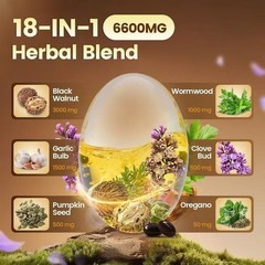 Clove Capsules, Purify Detox, Intestinal Guard 6600mg Black Walnut Wormwood