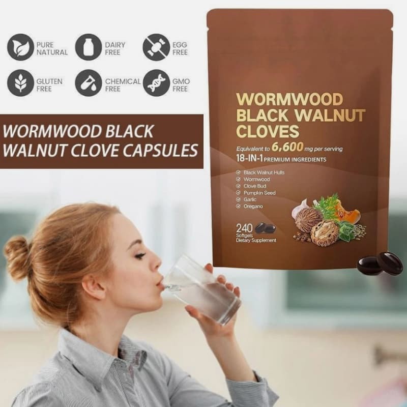 Clove Capsules, Purify Detox, Intestinal Guard 6600mg Black Walnut Wormwood