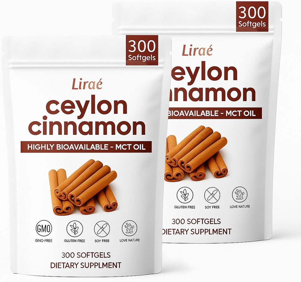 LIRAE Ceylon Cinnamon, Ceylon Cinnamon Soft Gels 7200mg, with MCT Oil, Highly Bi