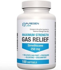 Puregen Simethicone Maximum Strength 250 mg 100 Softgels