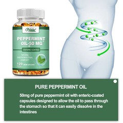 Peppermint Oil Softgels 50mg-Natural Digestive Support Relieves Gas Bloating&IBS