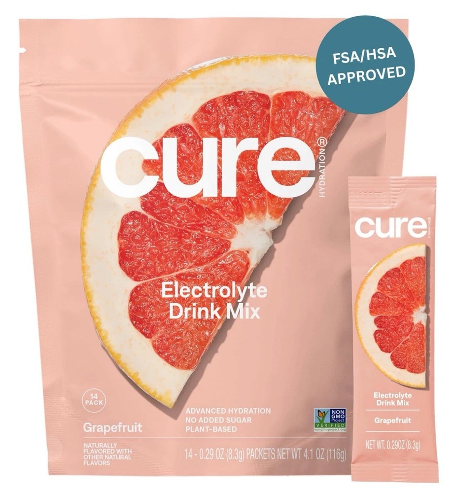 28 (2 x14 Packets) Cure Hydration Hydrating Electrolyte Mix GRAPEFRUIT 6/2026