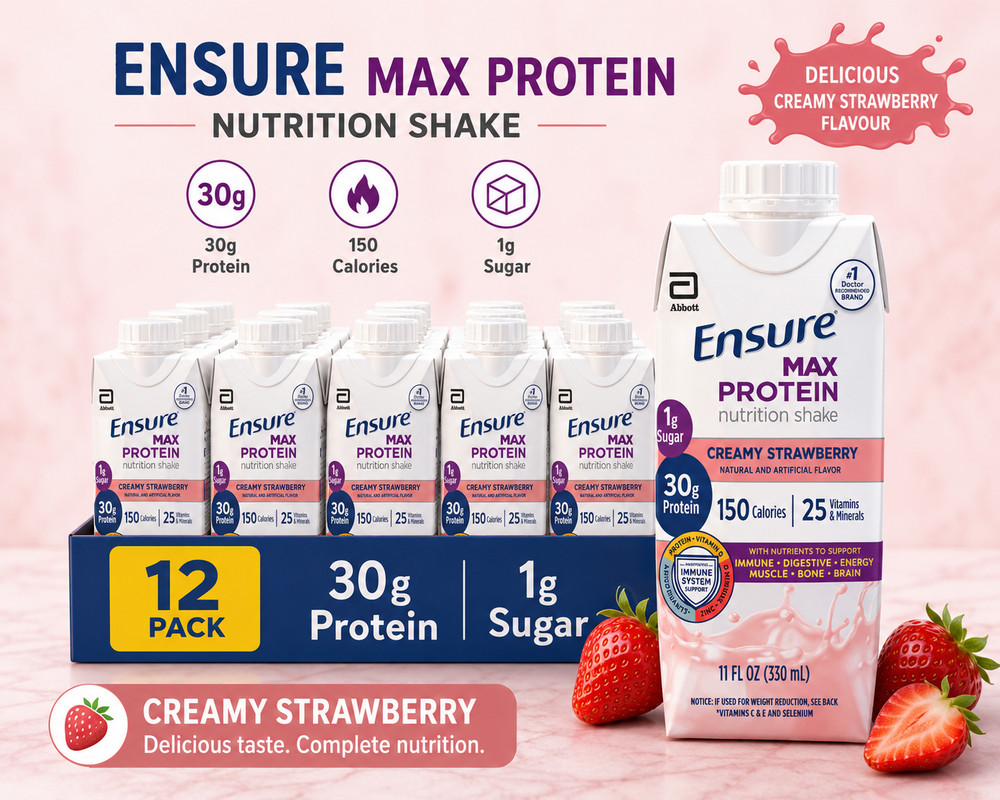 Max Protein Shake, 30G Protein, Creamy Strawberry, 11 Fl Oz, 12 Pack