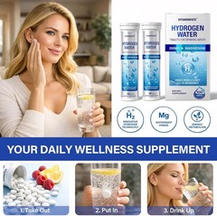 Hydrogen Water Tablets with Magnesium, 100 ct, Energy & Brain, Lemon & Raspberry