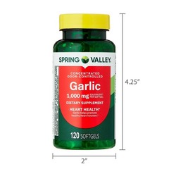 Spring Valley Odor-Controlled Garlic Softgels 1000mg 120 Count