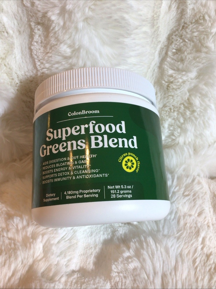 ColonBroom Greens Powder with Probiotics, Spirulina & Chlorella – Citrus Punch