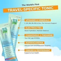 FlyWell Travel Vitamin Tonic for Flight Jet Lag Hydration Circulation Digesti…