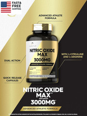 Nitric Oxide Supplement 3000Mg | 120 Capsules | with L-Arginine & L-Citrulline