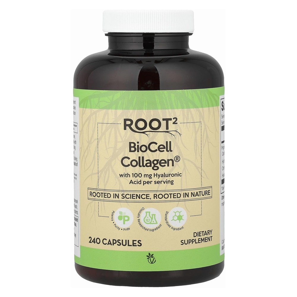 Vitacost Root2 BioCell Collagen 240 Capsules with Hyaluronic Acid