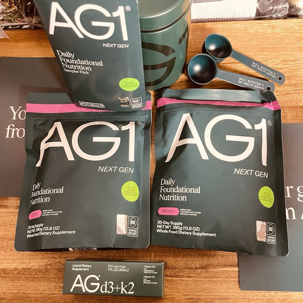 AG1 Athletic Greens Next Gen Powder Pouch 13.8oz x2, AG d3 k2, Sample Pack 11/26