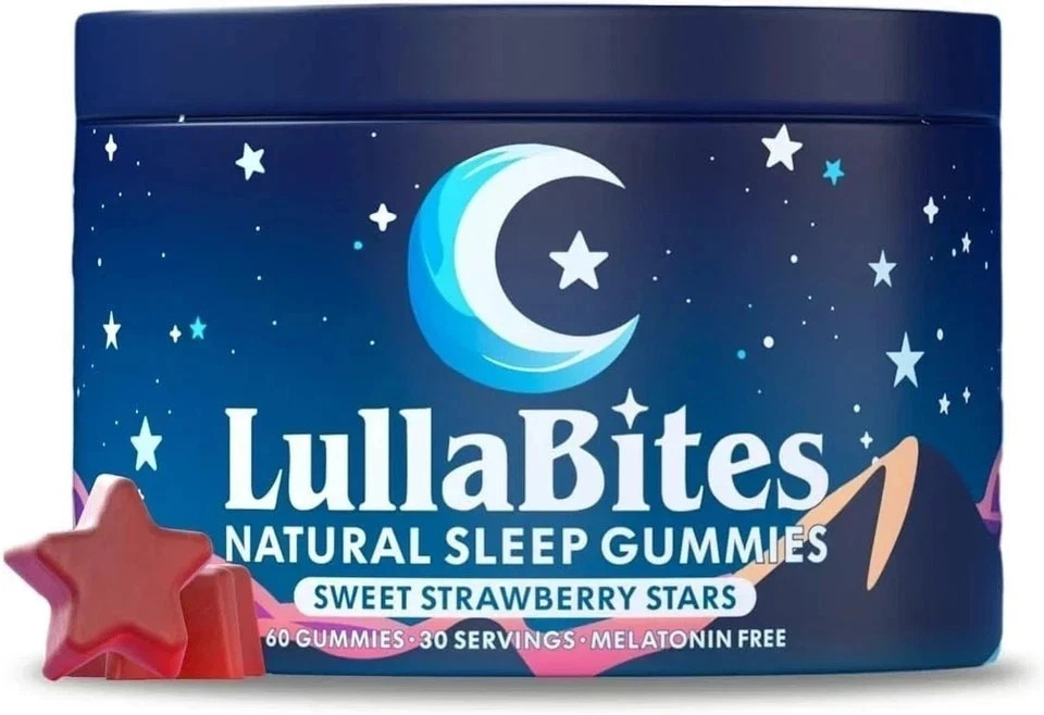 LullaBites Natural Sleep Gummies Made in USA 60 Gummies-30 Servings Free ship